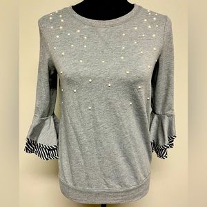 Grey Three Quarter Sleeve Sweatshirt Blouse